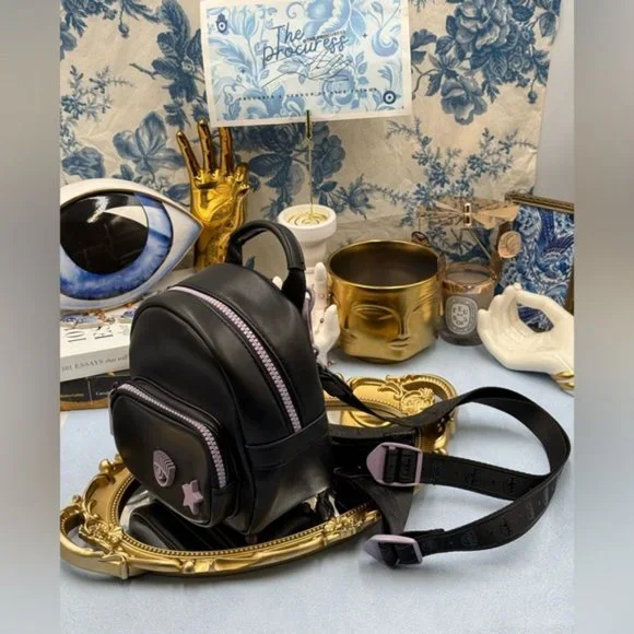 🆕 CHIARA FERRAGNI 🧿 NWOT Eye Star Mini Backpack, Black & Lilac - Picture 2 of 14